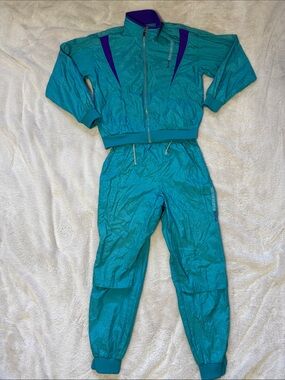 Vintage Spalding Tracksuit Teal Purple Size Large